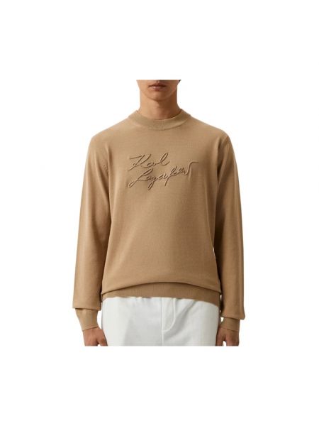Bluza z dekoltem w serek Karl Lagerfeld beżowa