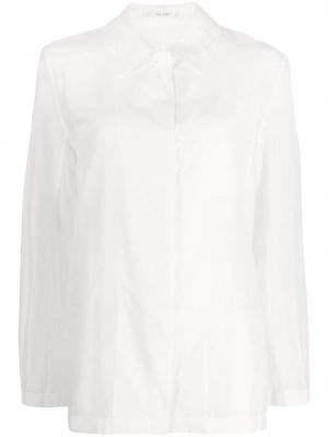 Hedvábné dlouhá košile s dlouhými rukávy The Row - bílá