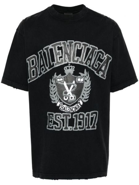 Kokvilnas t-krekls ar apdruku Balenciaga melns