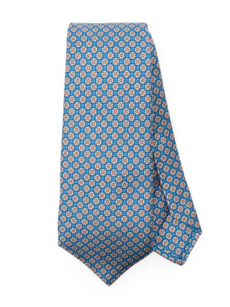 Cravate en soie Kiton bleu