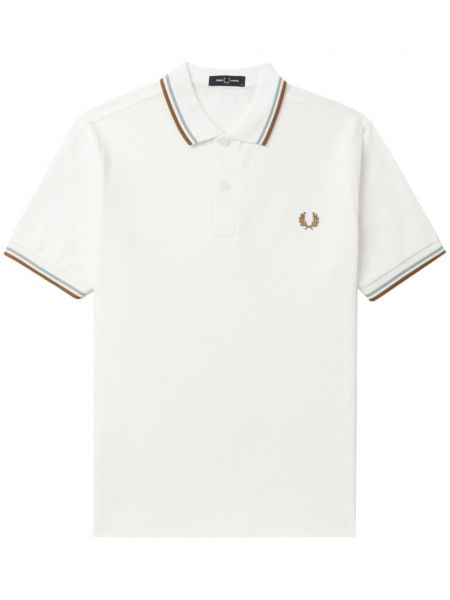 Βαμβακερό polo με κέντημα Fred Perry λευκό