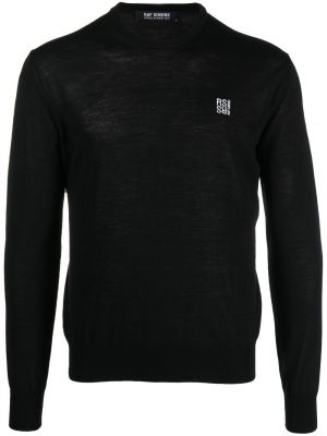 Пуловер бродиран от мерино вълна Raf Simons черно