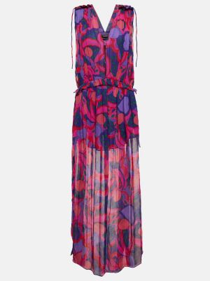 Šifonové hedvábné dlouhé šaty s potiskem Isabel Marant