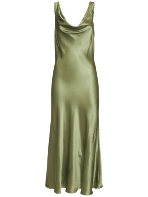 Копринена миди рокля Reformation зелено
