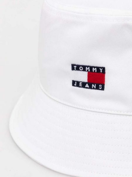 Хлопковая шапка Tommy Jeans белая