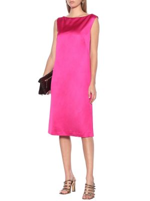 Satenska midi haljina Dries Van Noten ružičasta