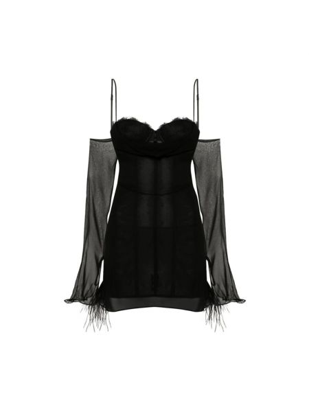 Jedwabna sukienka mini koronkowa Retrofete czarna