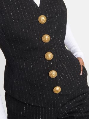 Pruhovaná vlnená vesta Balmain čierna