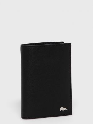 Шкіряний гаманець Lacoste, чорний