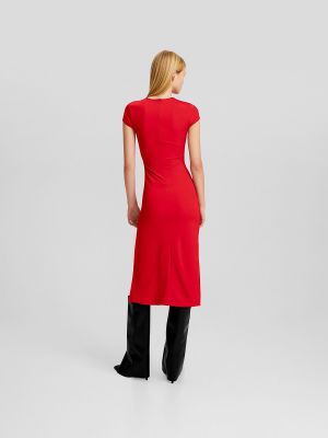 Midi šaty Bershka červená