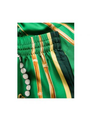 Jedwabne spodnie z nadrukiem Casablanca zielone