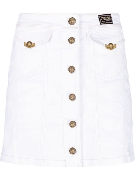 Falda vaquera con botones Versace Jeans Couture blanco