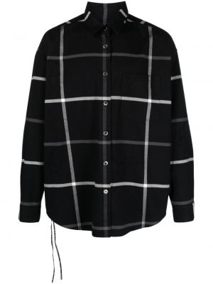 Kockovaná bavlnená košeľa s potlačou Mastermind Japan čierna