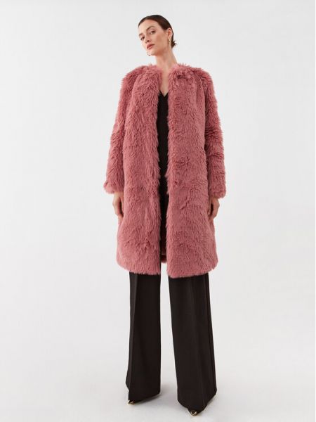 Szőrös kabát Twinset rózsaszín