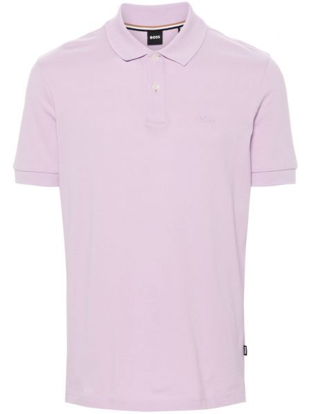 Polo majica z vezenjem Boss vijolična