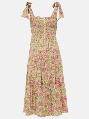 Midi haljina s cvjetnim printom Poupette St Barth zelena