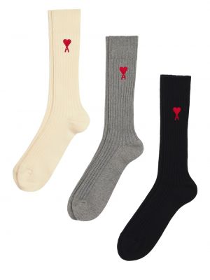 Чорапи бродирани Ami Paris черно
