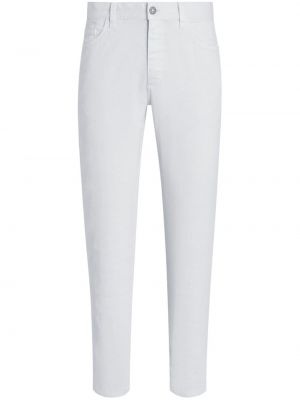 Lněné rovné kalhoty Zegna bílé
