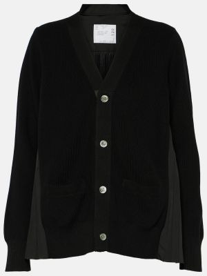 Cardigan en coton plissé Sacai noir