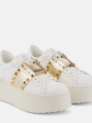 Sneakers di pelle con platform Valentino Garavani bianco