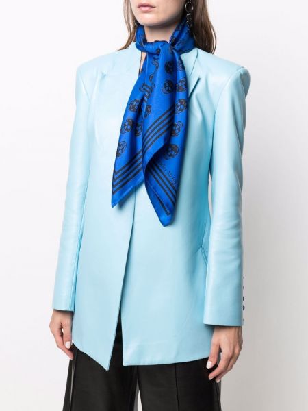 Bufanda de seda con estampado Alexander Mcqueen azul