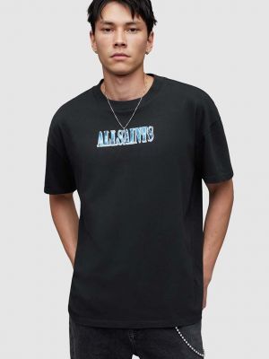 Bavlněné tričko s potiskem Allsaints černé