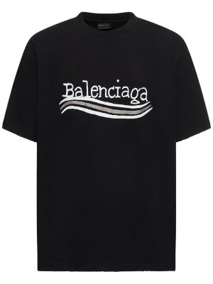 Pamut póló Balenciaga fekete