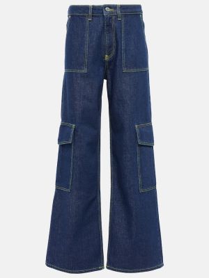 Voľné džínsy s vysokým pásom Ganni modrá