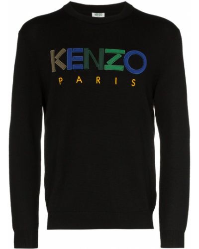 Пуловер бродиран Kenzo черно