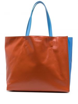Leder shopper handtasche mit print Marni