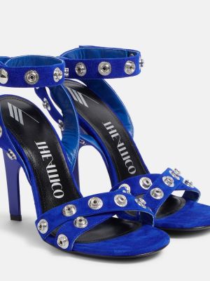 Sandale din piele de căprioară cu nasturi The Attico albastru