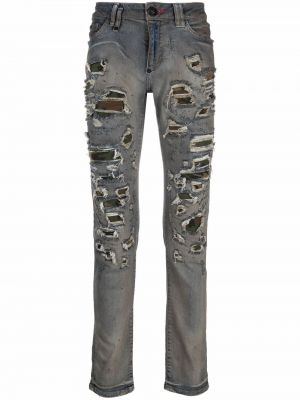 Slim fit skinny jeans mit print mit camouflage-print Philipp Plein blau