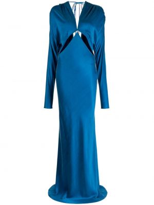 Satynowa sukienka długa Aleksandre Akhalkatsishvili niebieska