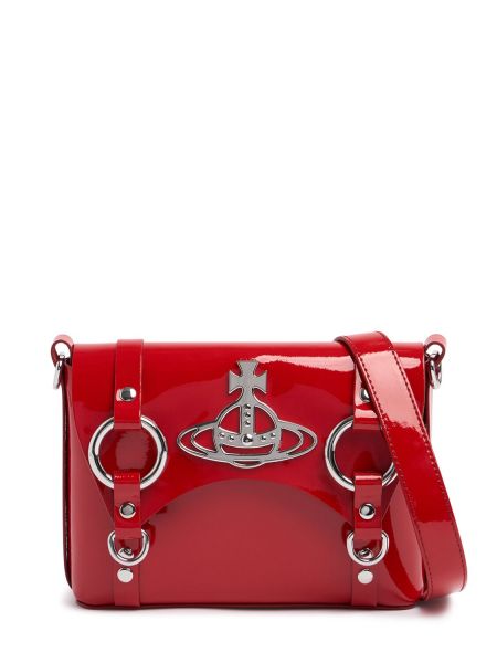 Kiiltonahka nahka crossbody laukku Vivienne Westwood punainen