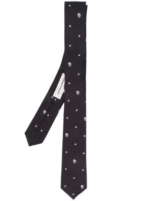 Cravatta in tessuto jacquard Alexander Mcqueen nero