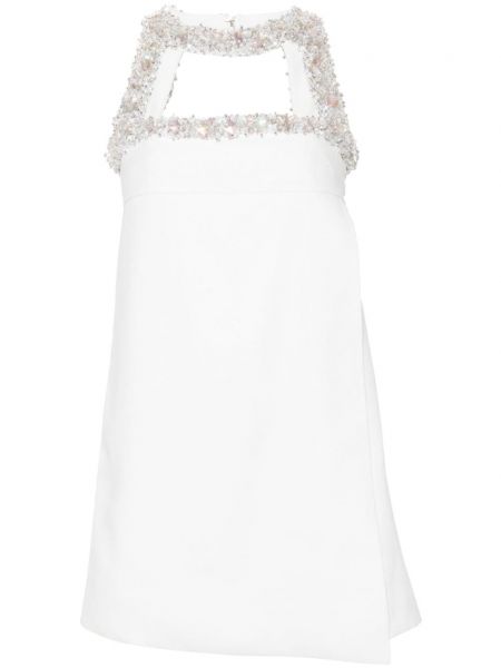 Mini haljina s kristalima od krep Amen bijela
