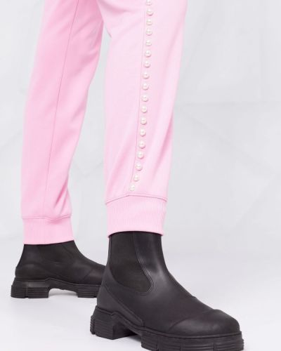 Spodnie z perełkami Moschino różowe