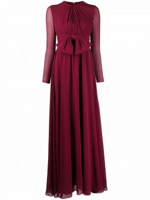 Плисирана вечерна рокля с панделка Giambattista Valli червено