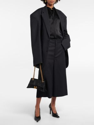 Вълнени широки панталони тип „марлен“ Balenciaga черно