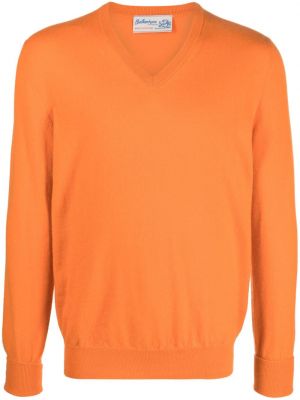 Kašmírový svetr s výstřihem do v Ballantyne oranžový