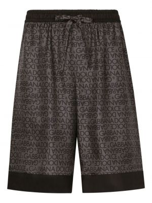Pantaloni scurți de mătase cu imagine Dolce & Gabbana negru