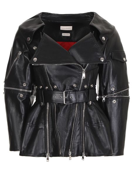 Черная кожаная куртка Alexander Mcqueen