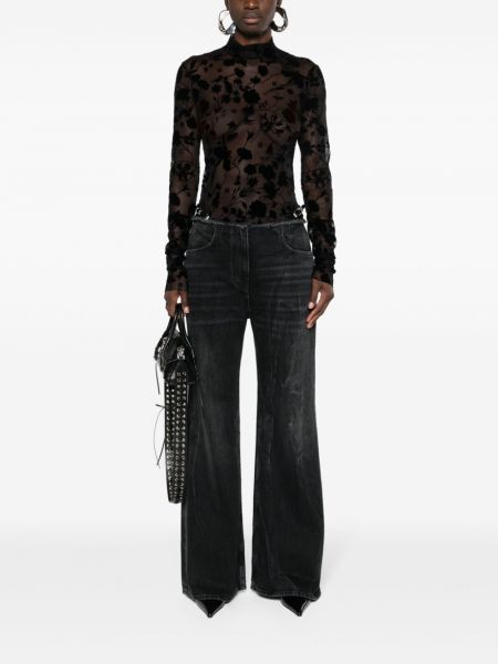 Bluzka w kwiatki z siateczką Givenchy czarna