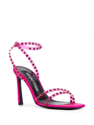 Křišťálové sandály Sergio Rossi růžové
