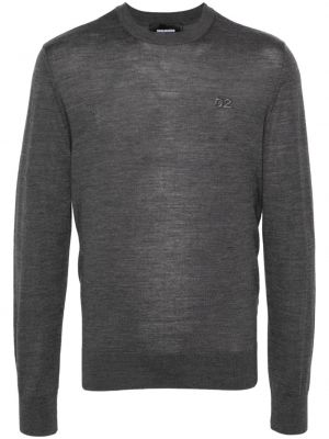 Вълнен пуловер бродиран Dsquared2 сиво