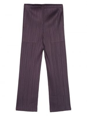 Plisované rovné kalhoty Pleats Please Issey Miyake fialové