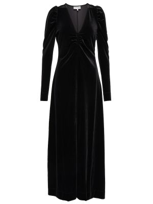 Aksamitna sukienka długa Ganni czarna
