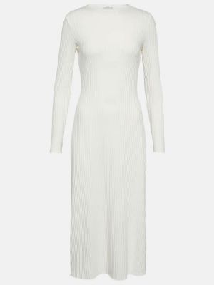 Βαμβακερή μίντι φόρεμα Vince λευκό