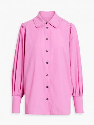 Рубашка с рюшами Ganni розовая