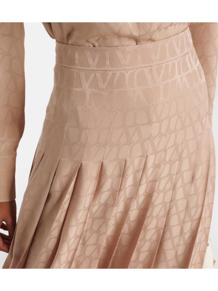 Plisované hedvábné midi sukně Valentino růžové
